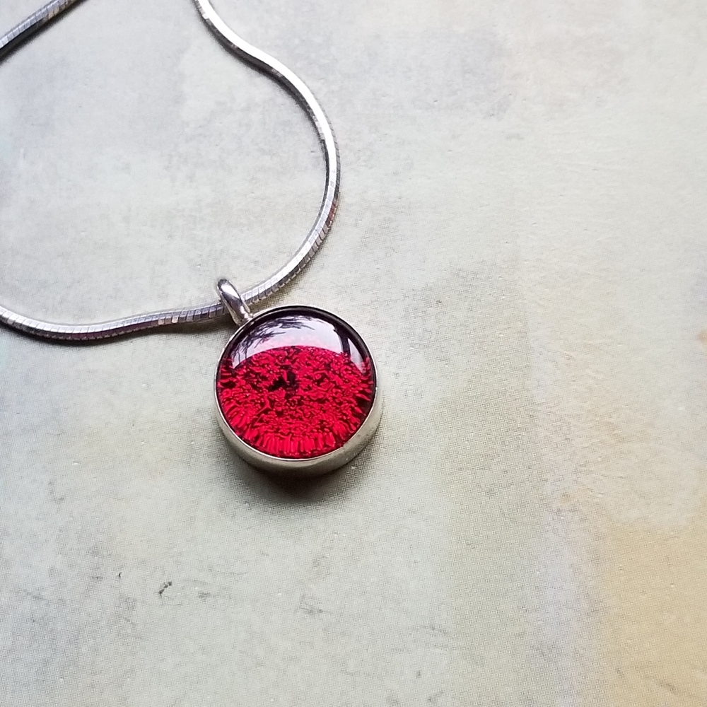 925 Sterling Satori Red Dichro Dot Necklace